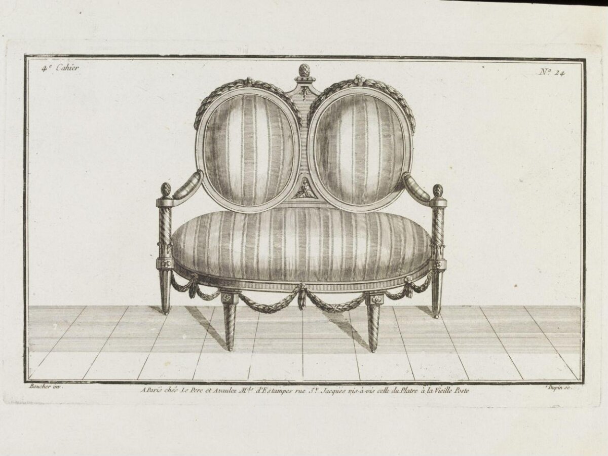 Antique Double Sofa Design Engraving