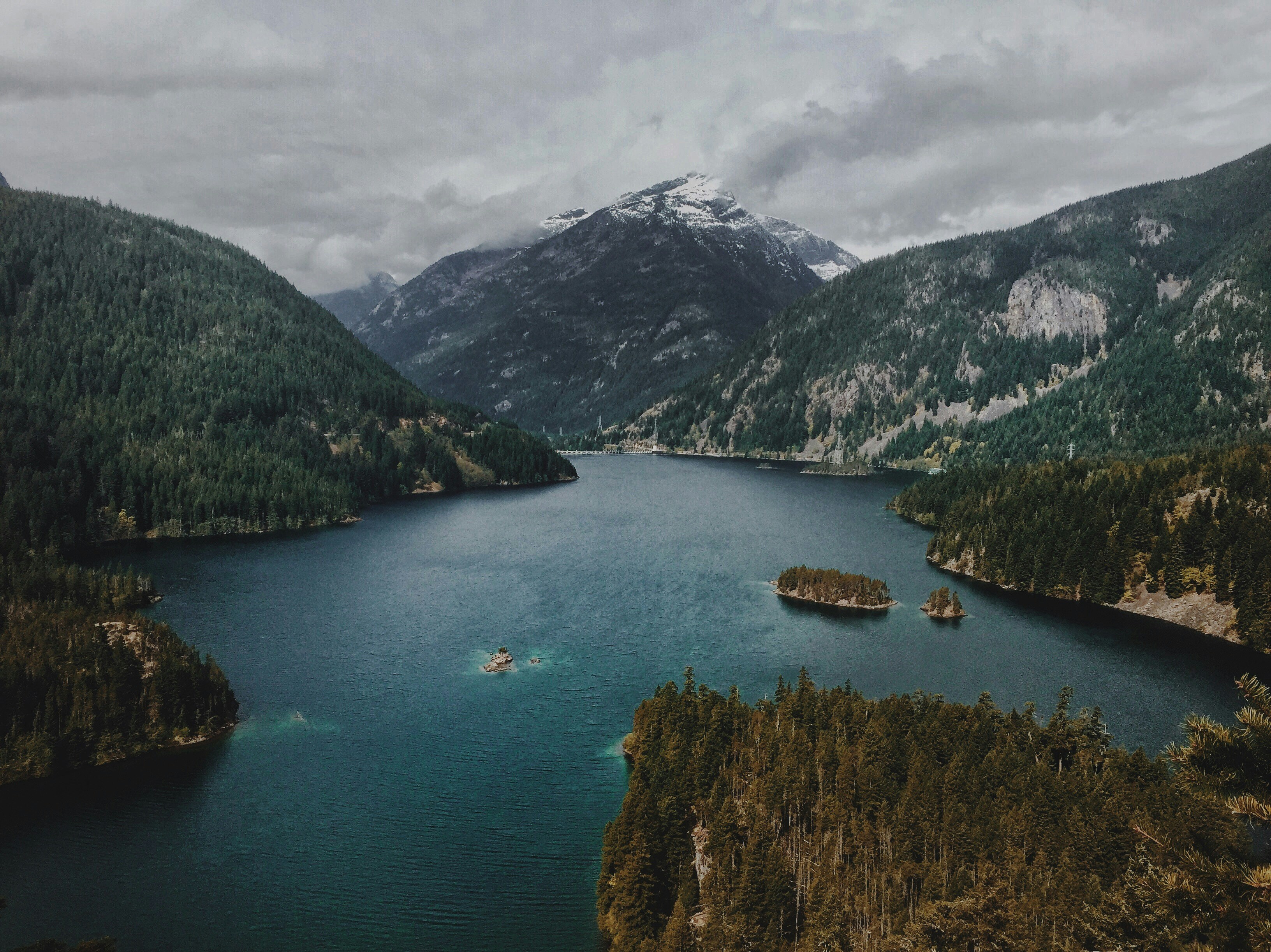 Mountain Lake with Snow-capped Peak