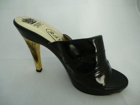 Black Open Toe High Heel Mule