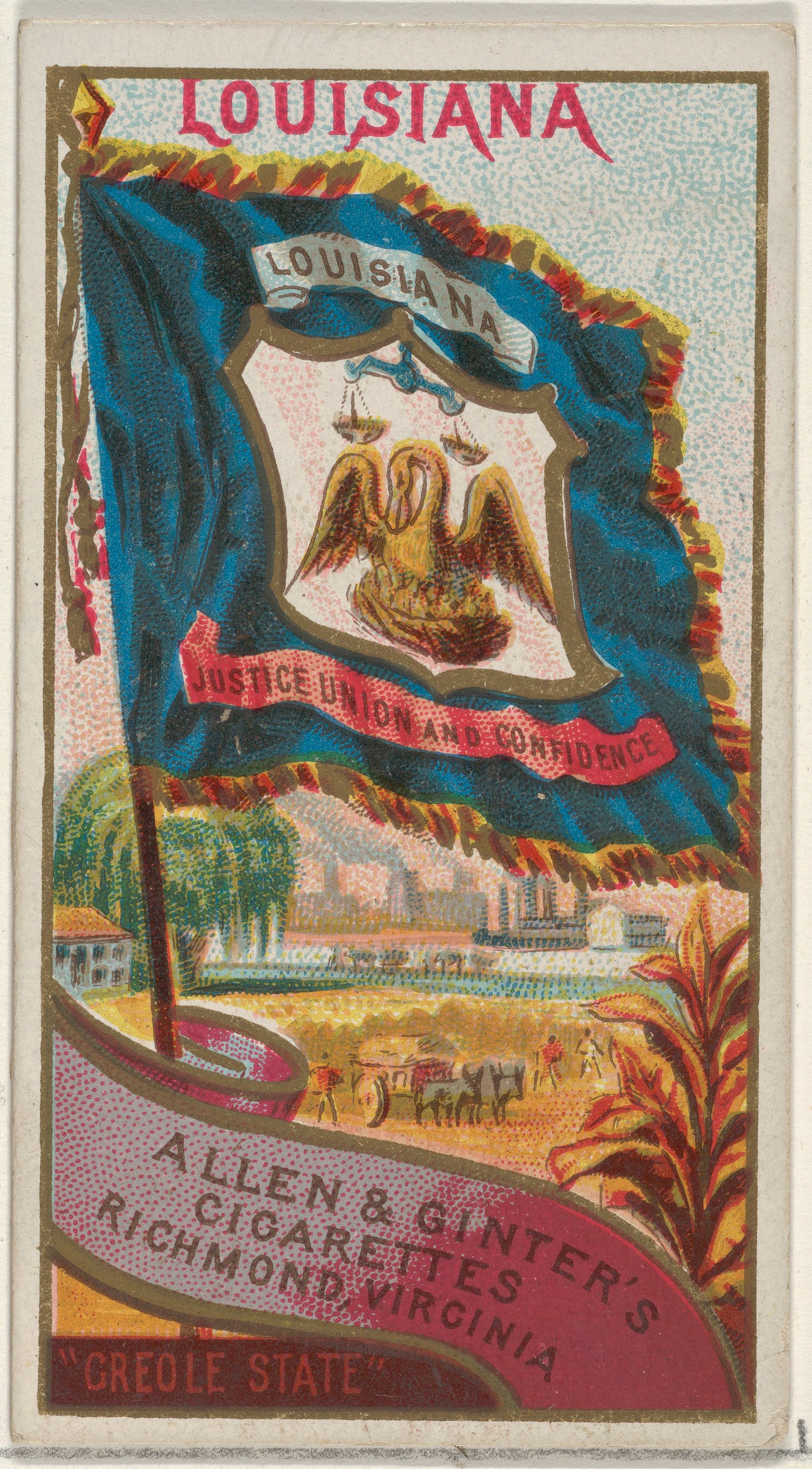Vintage Louisiana Flag Cigarette Card