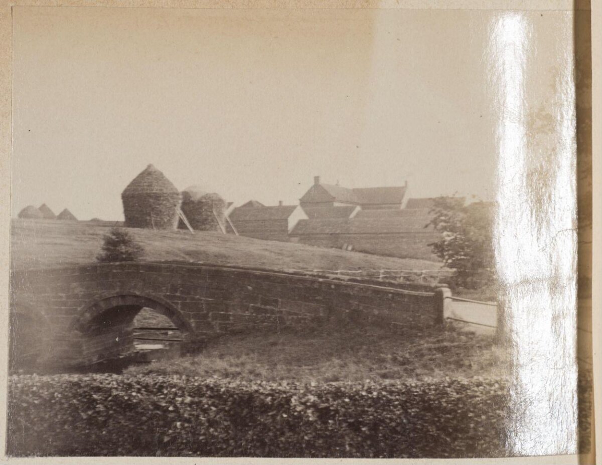 Vintage Rural Landscape with Stone Bridge