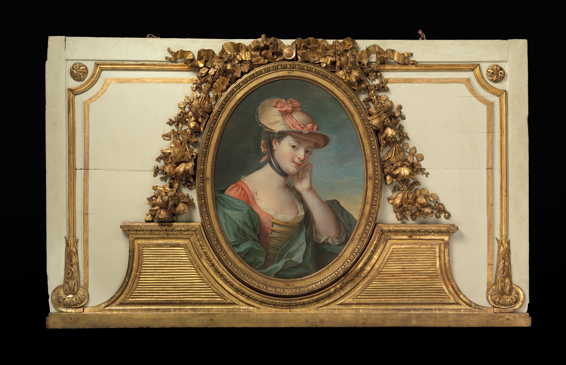 Oval Portrait of a Woman in Ornate Gilded Frame