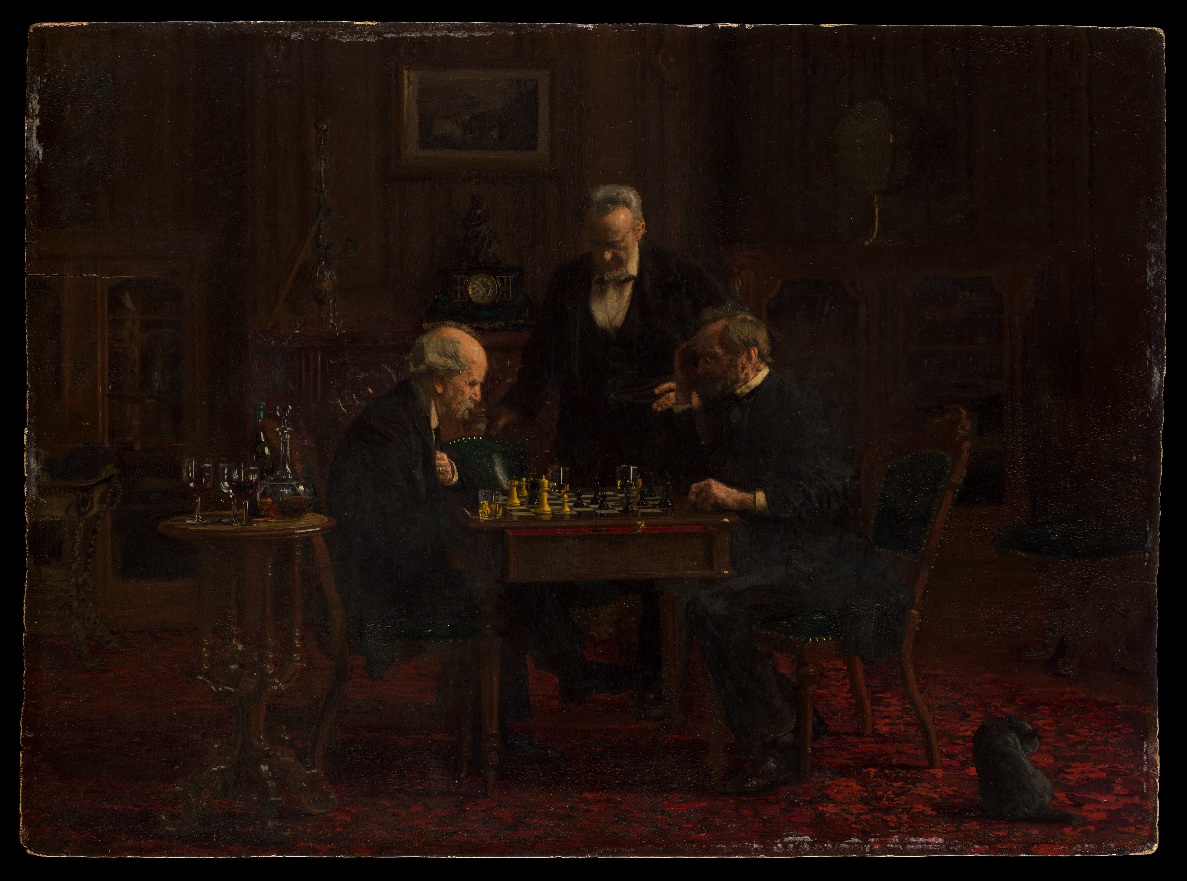 Three Gentlemen Playing Chess