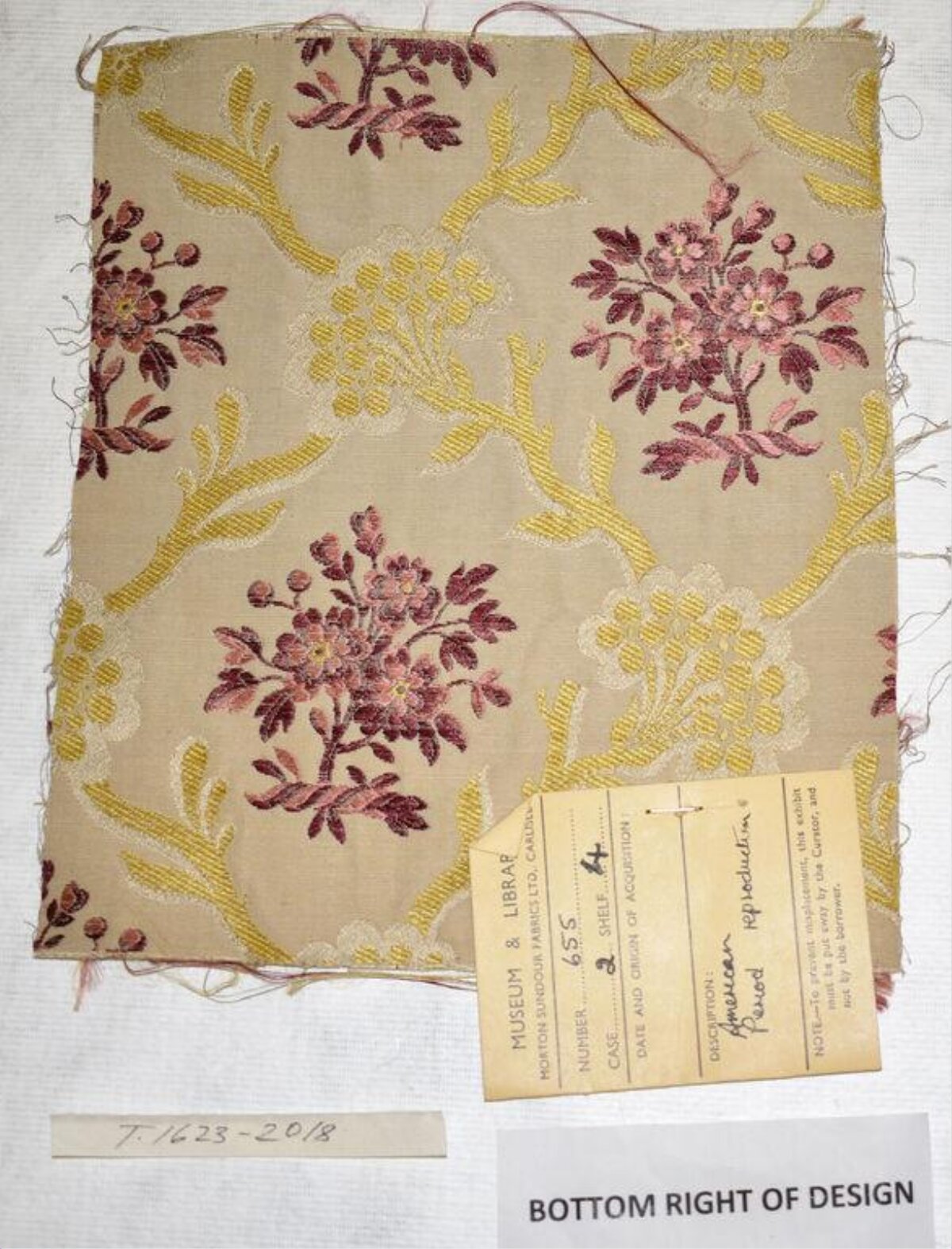 Museum Cataloged Antique Floral Fabric Sample
