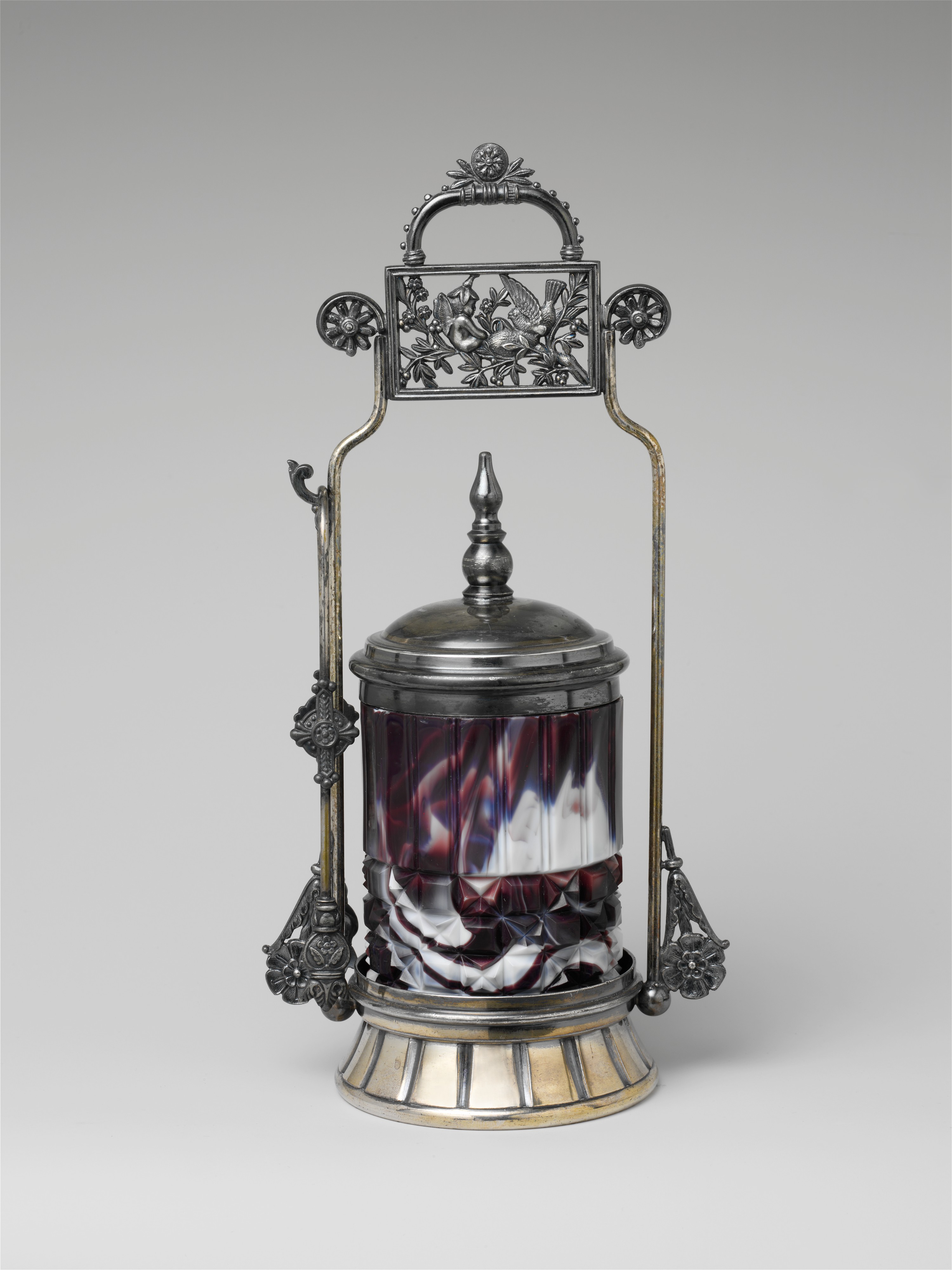 Antique Ornate Silver Framed Glass Jar