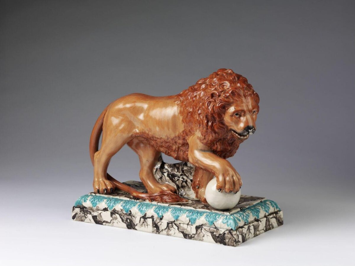 Glazed Ceramic Lion Sculpture