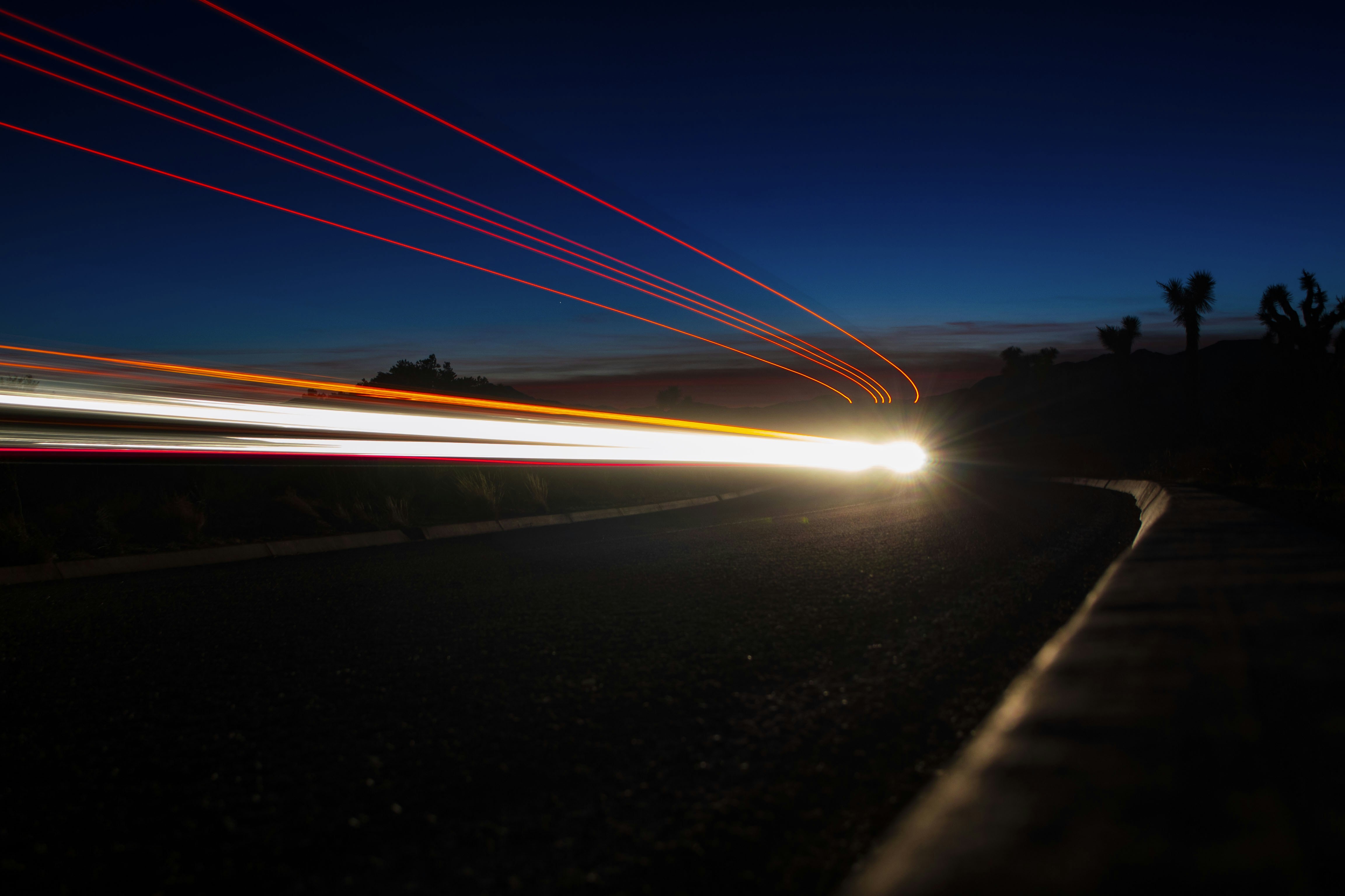 Twilight Road Light Trails