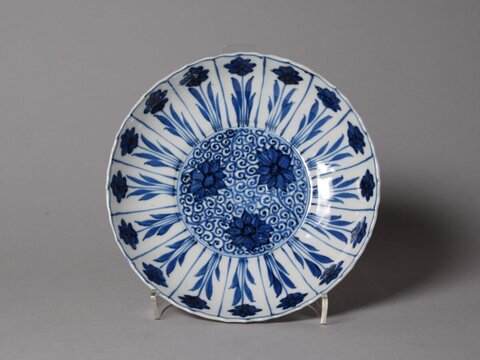 Blue and White Floral Porcelain Plate