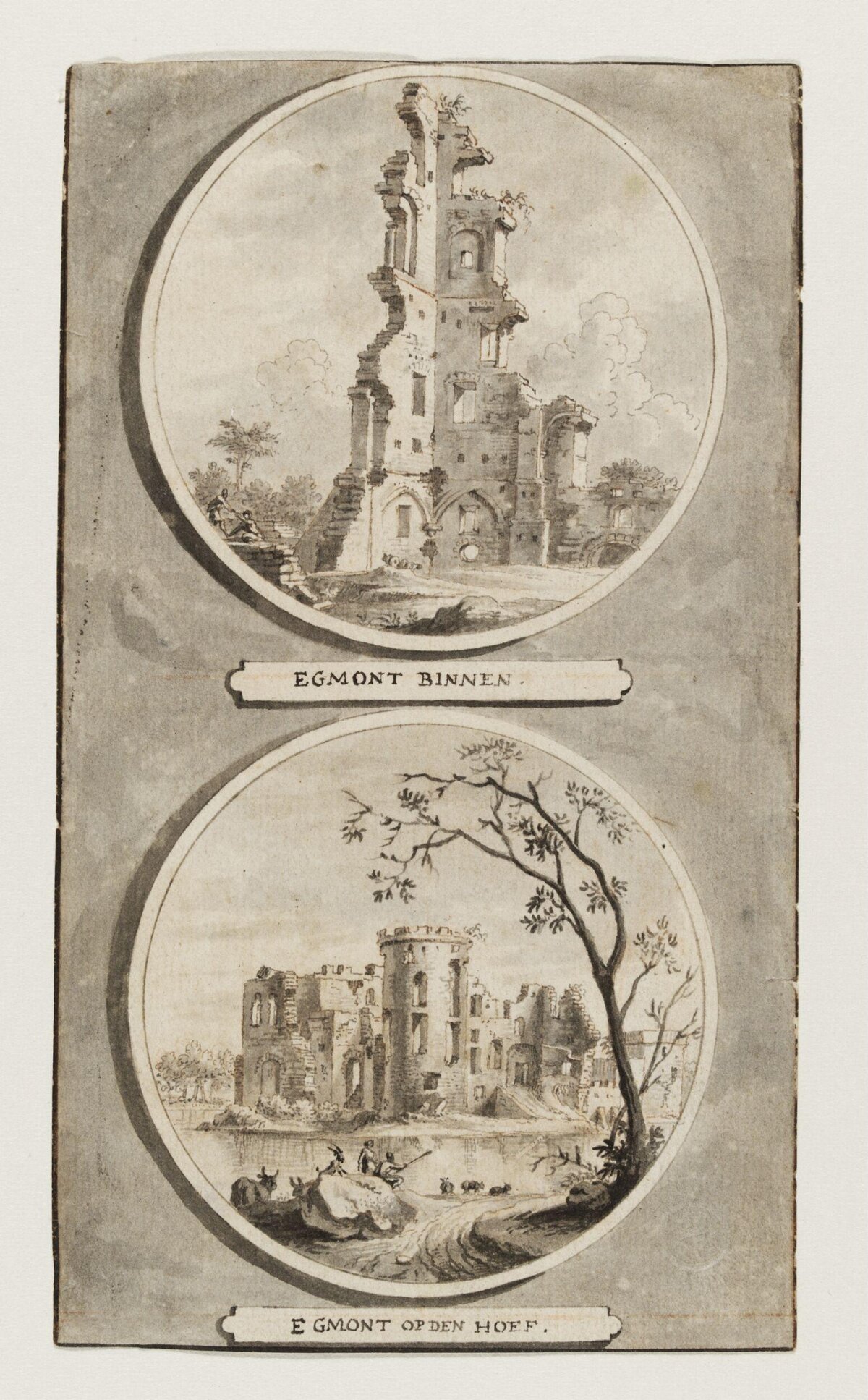 Two Ink Drawings of Egmont Ruins