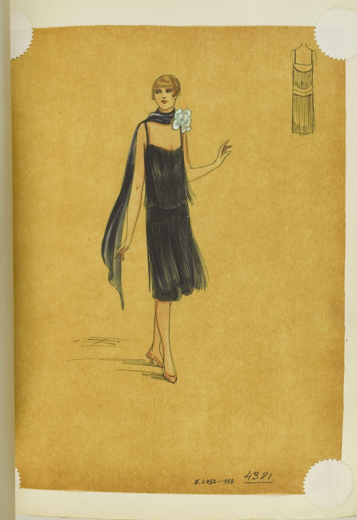 1920s Flapper Dress Fashion Sketch