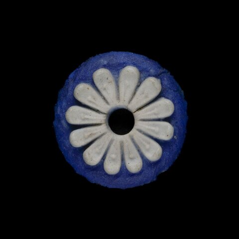 Blue and White Daisy Pattern Bead
