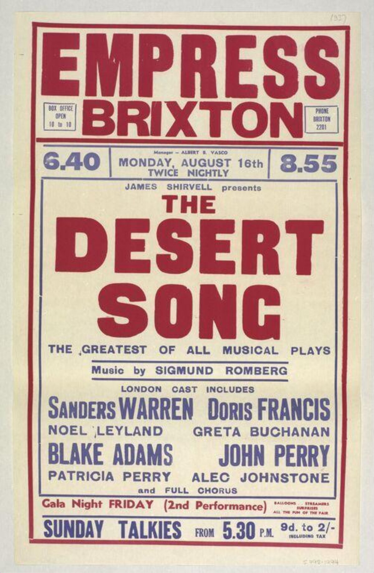 Vintage The Desert Song Theatre Poster
