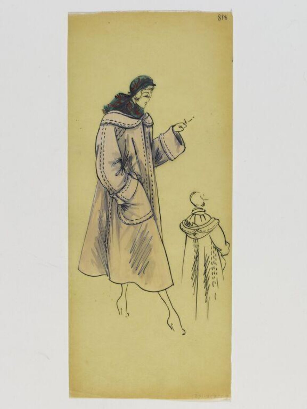 Vintage Women's Coat Fashion Sketch