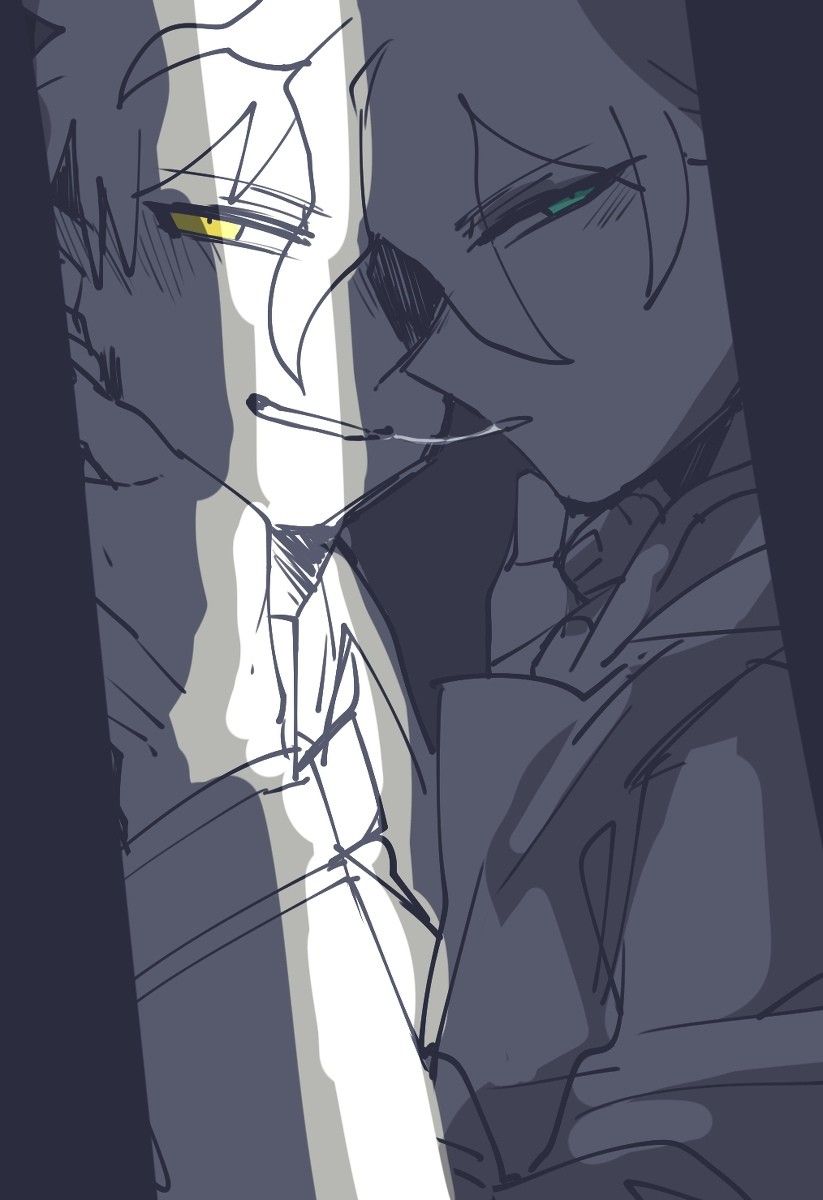Two Anime Men Sharing a Cigarette