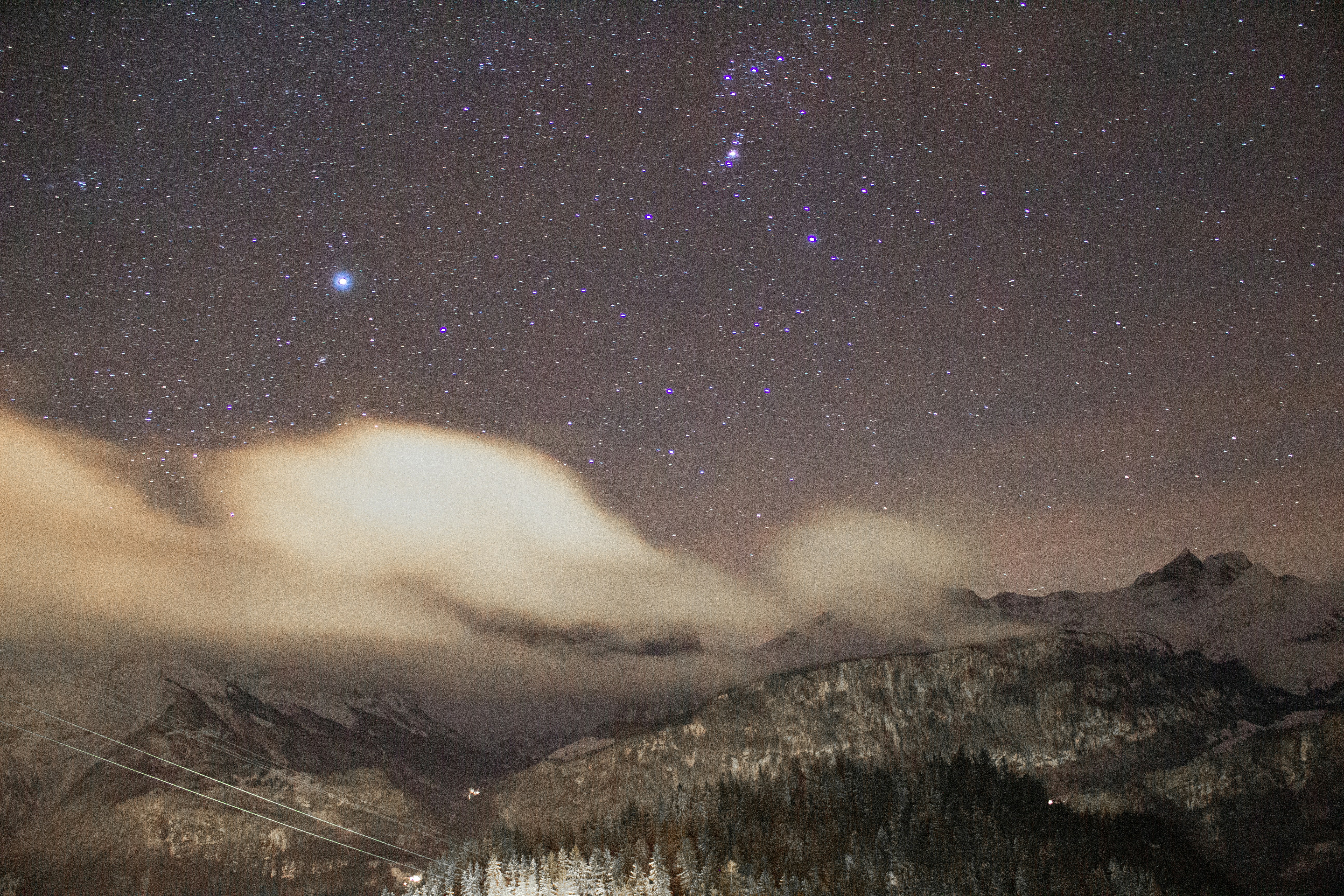 Starry Night Over Snowy Mountains
