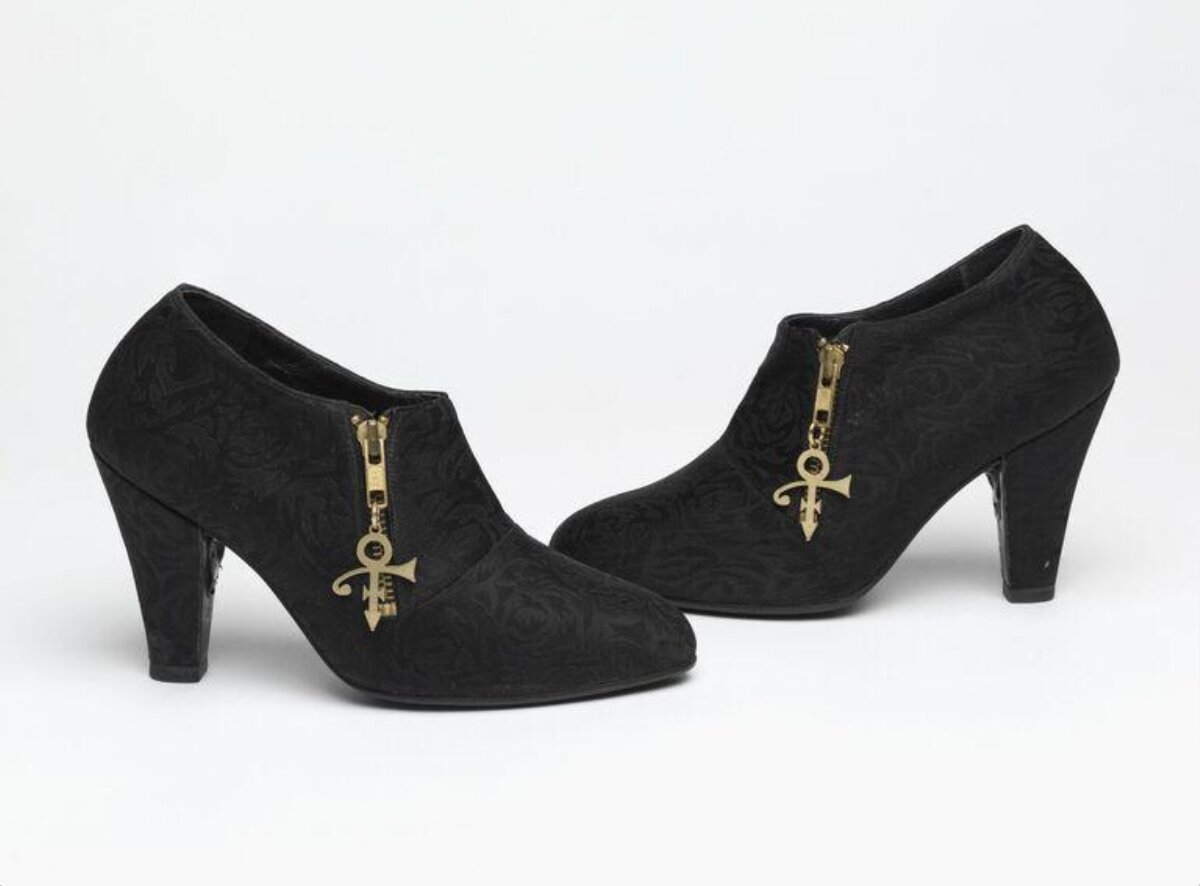 Black Heeled Ankle Boots with Gold Charms