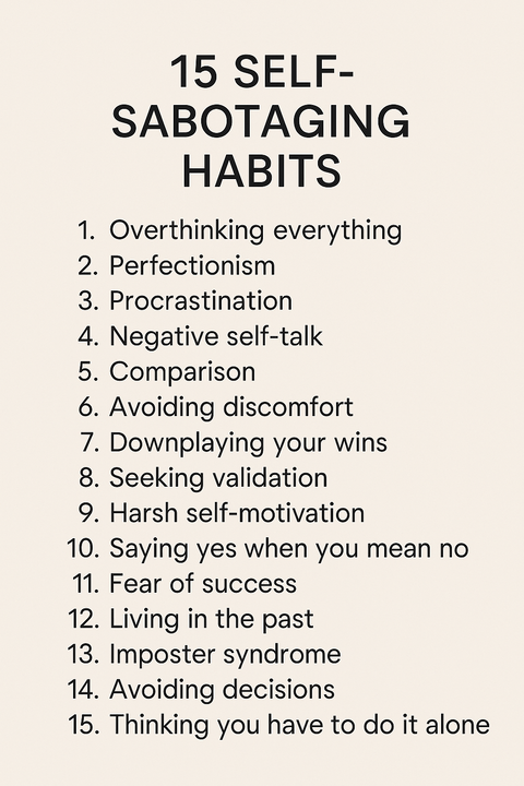 15 Self-Sabotaging Habits List