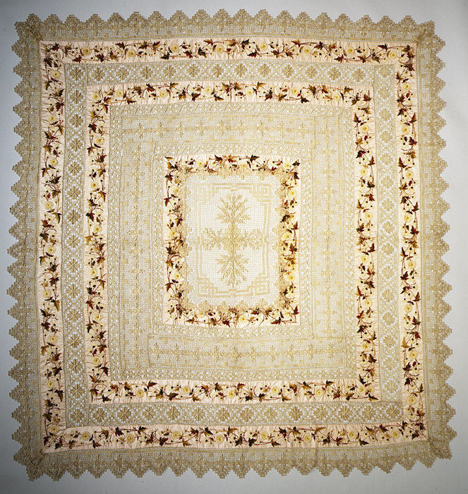Vintage Embroidered Square Textile