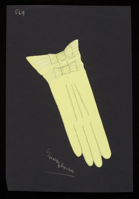 Vintage Yellow Glove Fashion Sketch