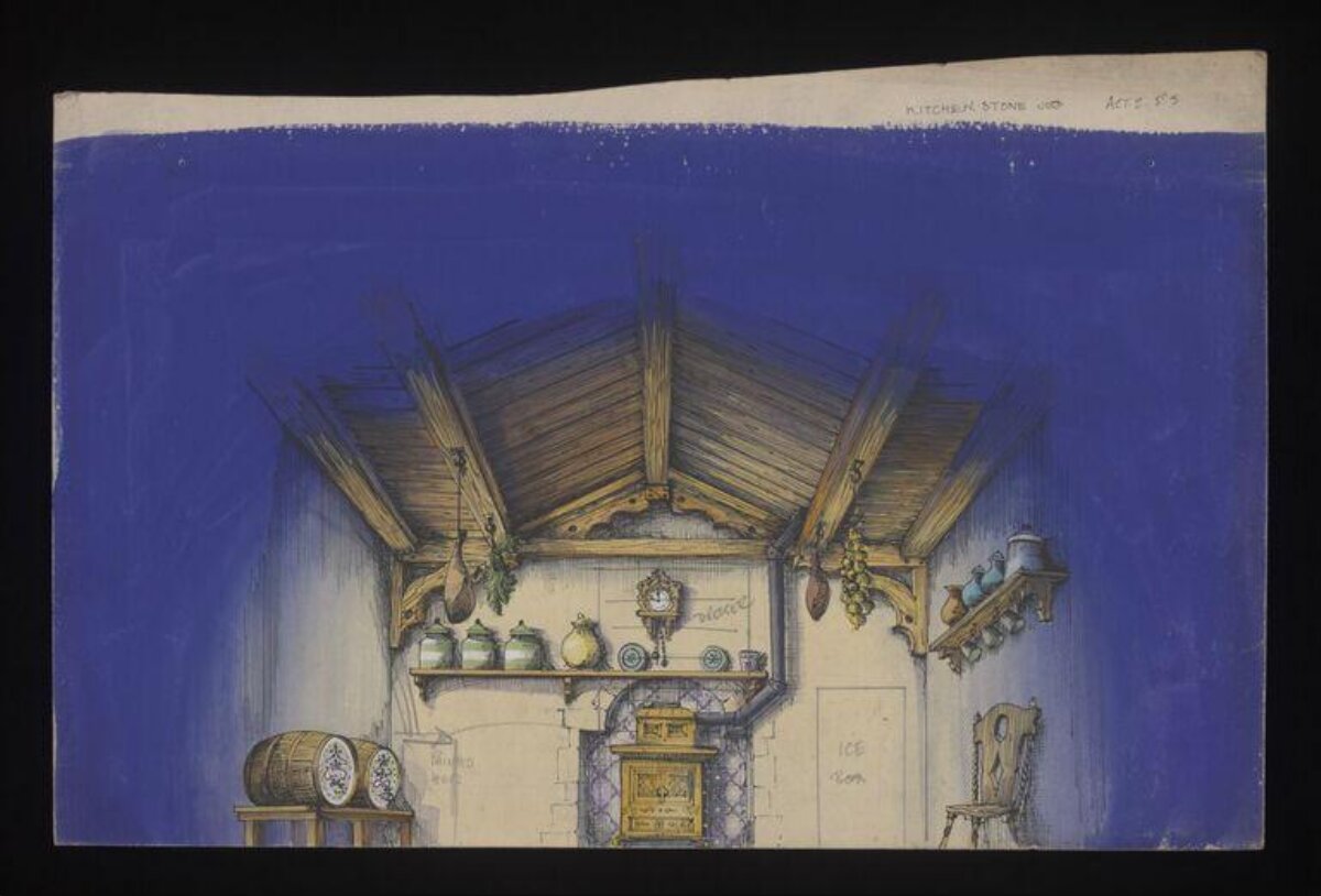 Hand Drawn Rustic Kitchen Interior Sketch