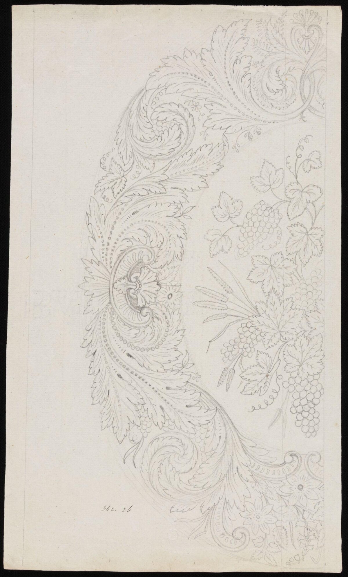 Pencil Sketch of Decorative Grapevine Ornament