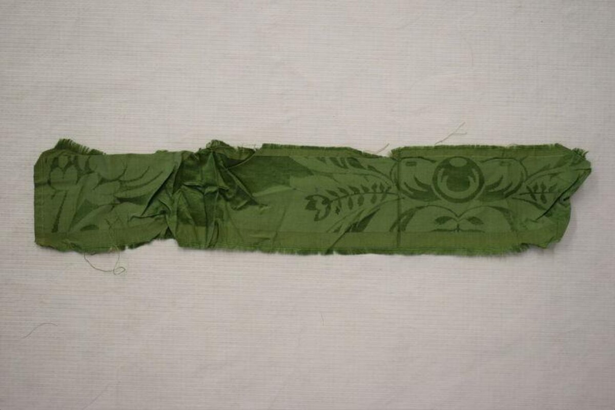 Green Patterned Fabric Fragment
