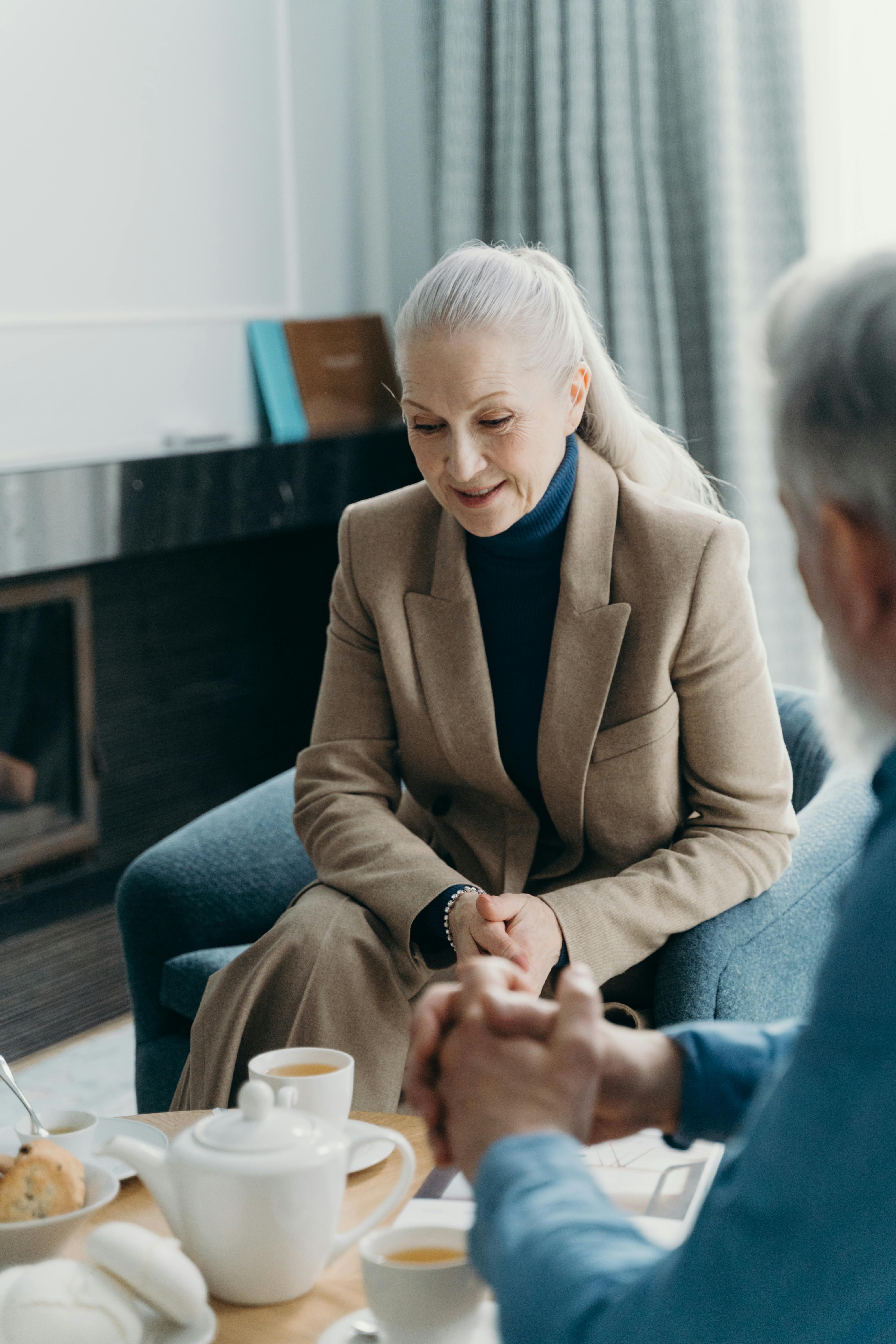 Senior Couple Having Tea Together