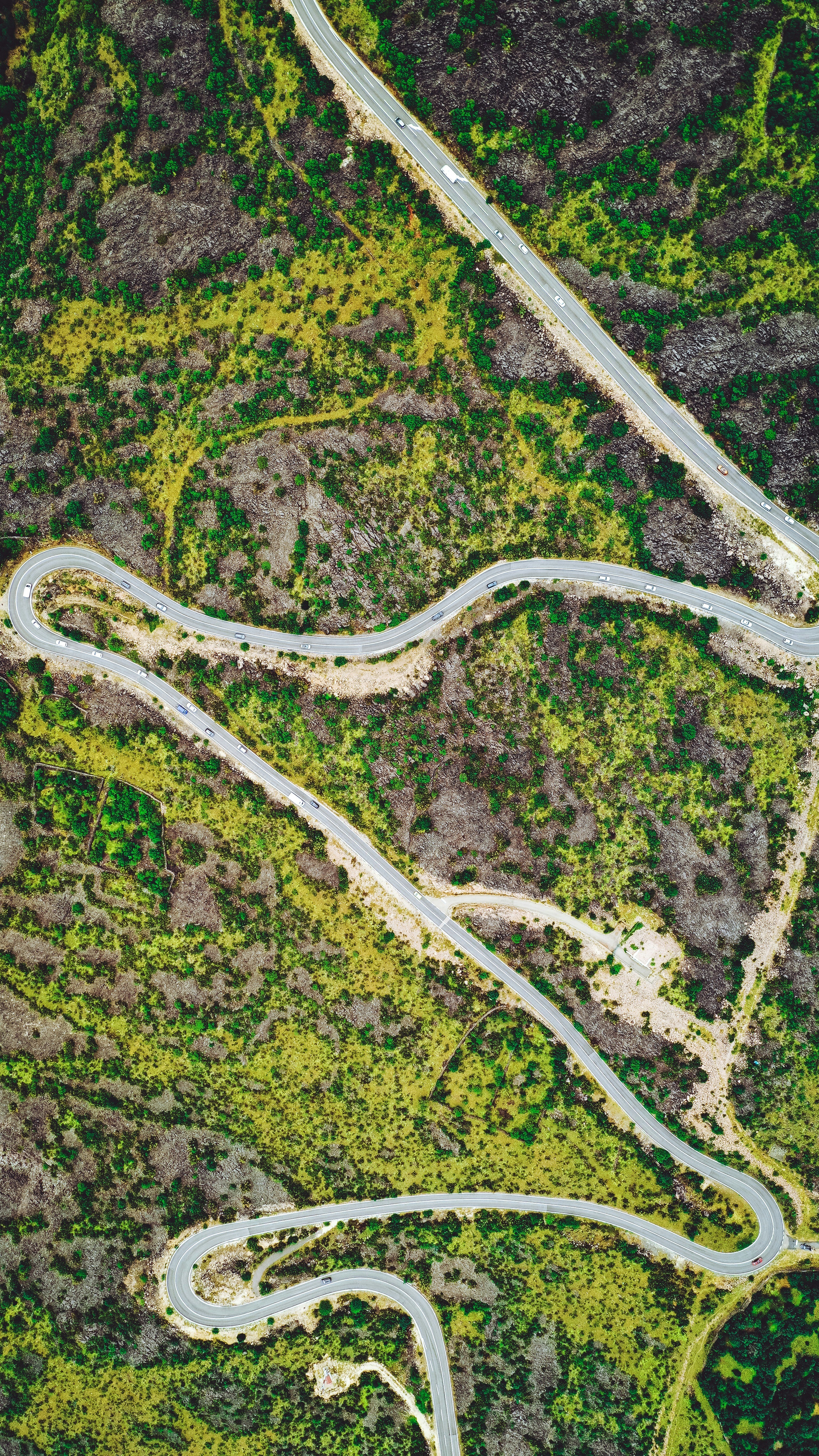 Aerial View of Winding Mountain Roads