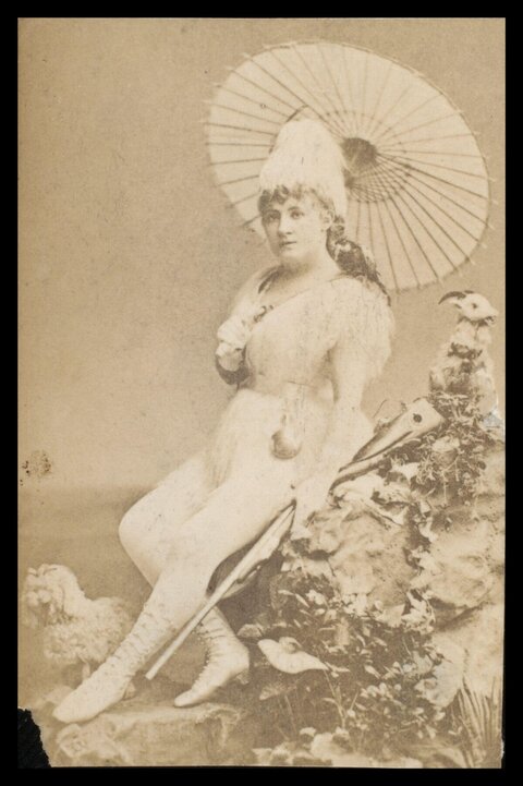 Vintage Portrait of Seated Actress With Parasol