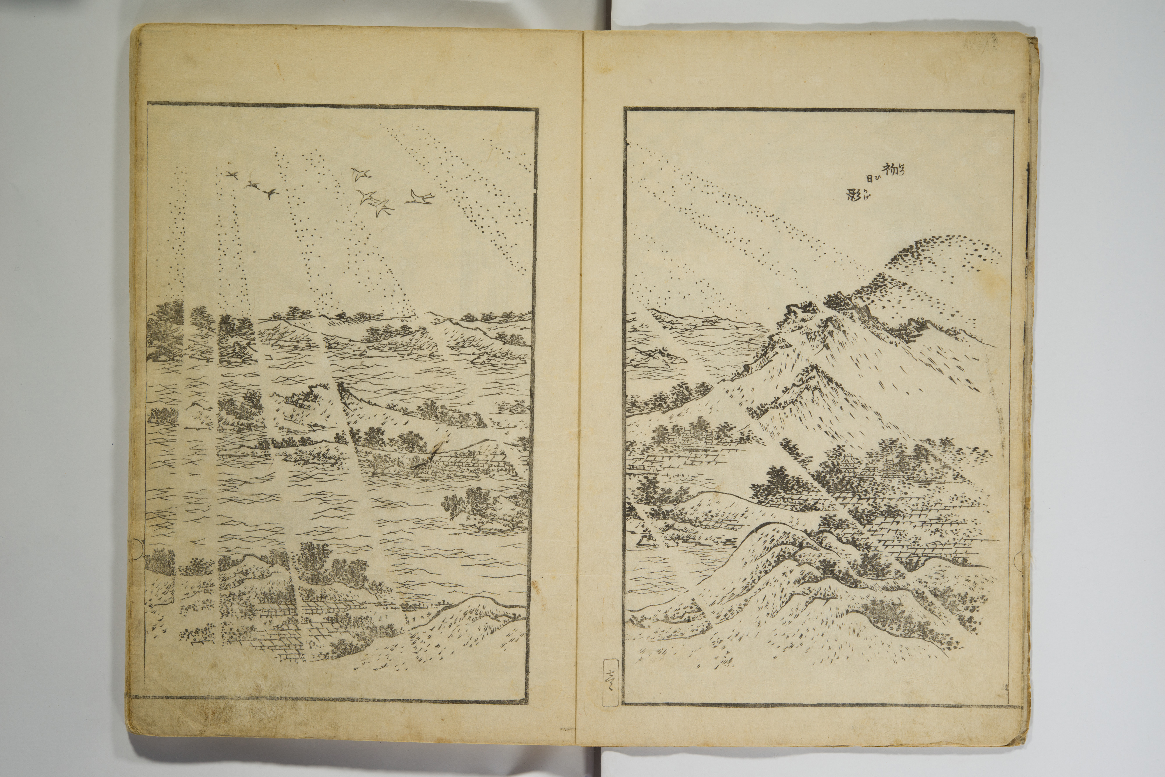 Antique Mountain Landscape Print in Old Book