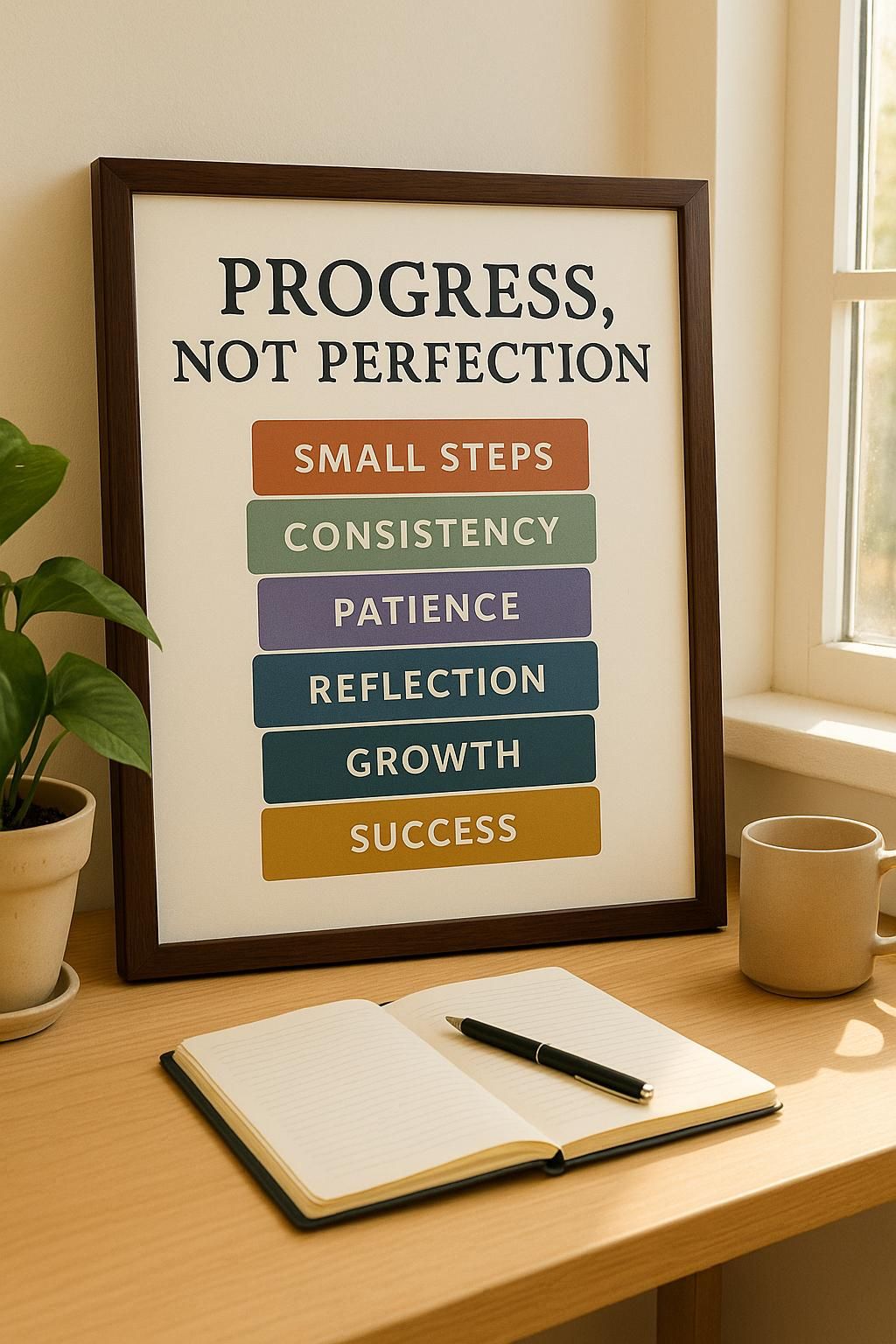 Progress Not Perfection Motivational Poster