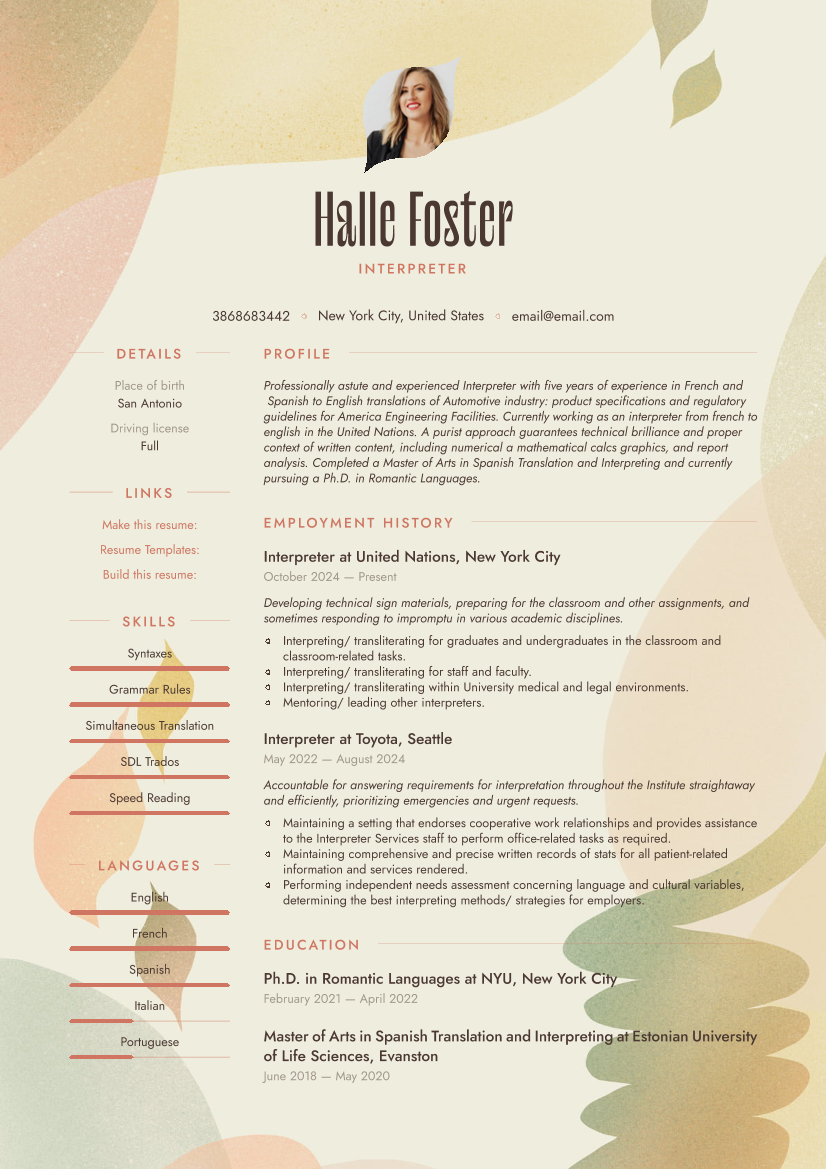 Interpreter Resume Samples & Guide_6
