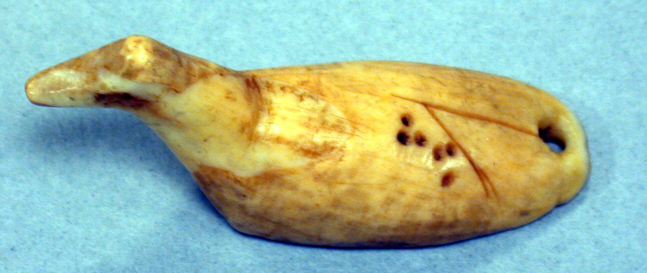 Ancient Carved Bone Duck Pendant