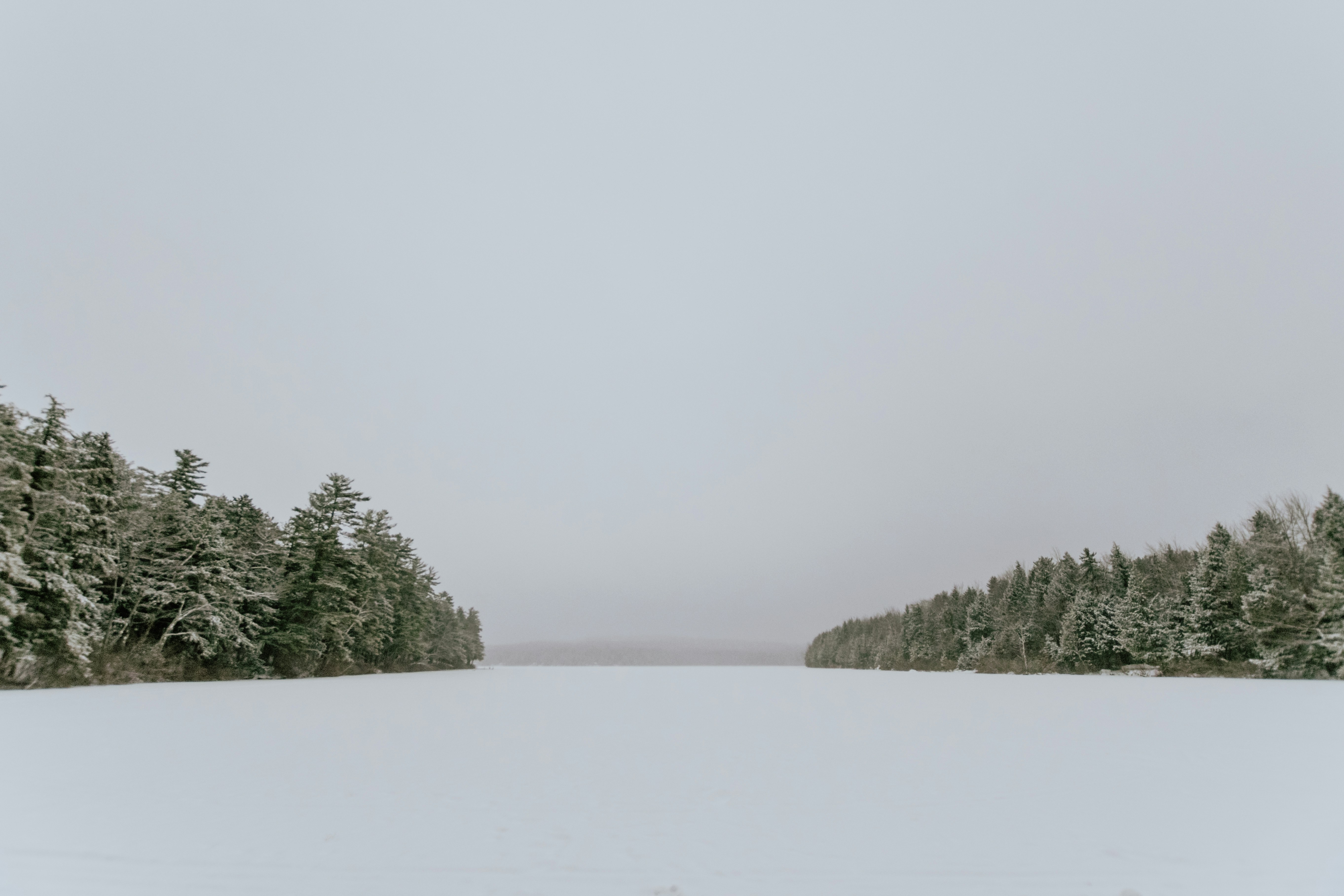 Snow-covered Frozen Lake in Winter