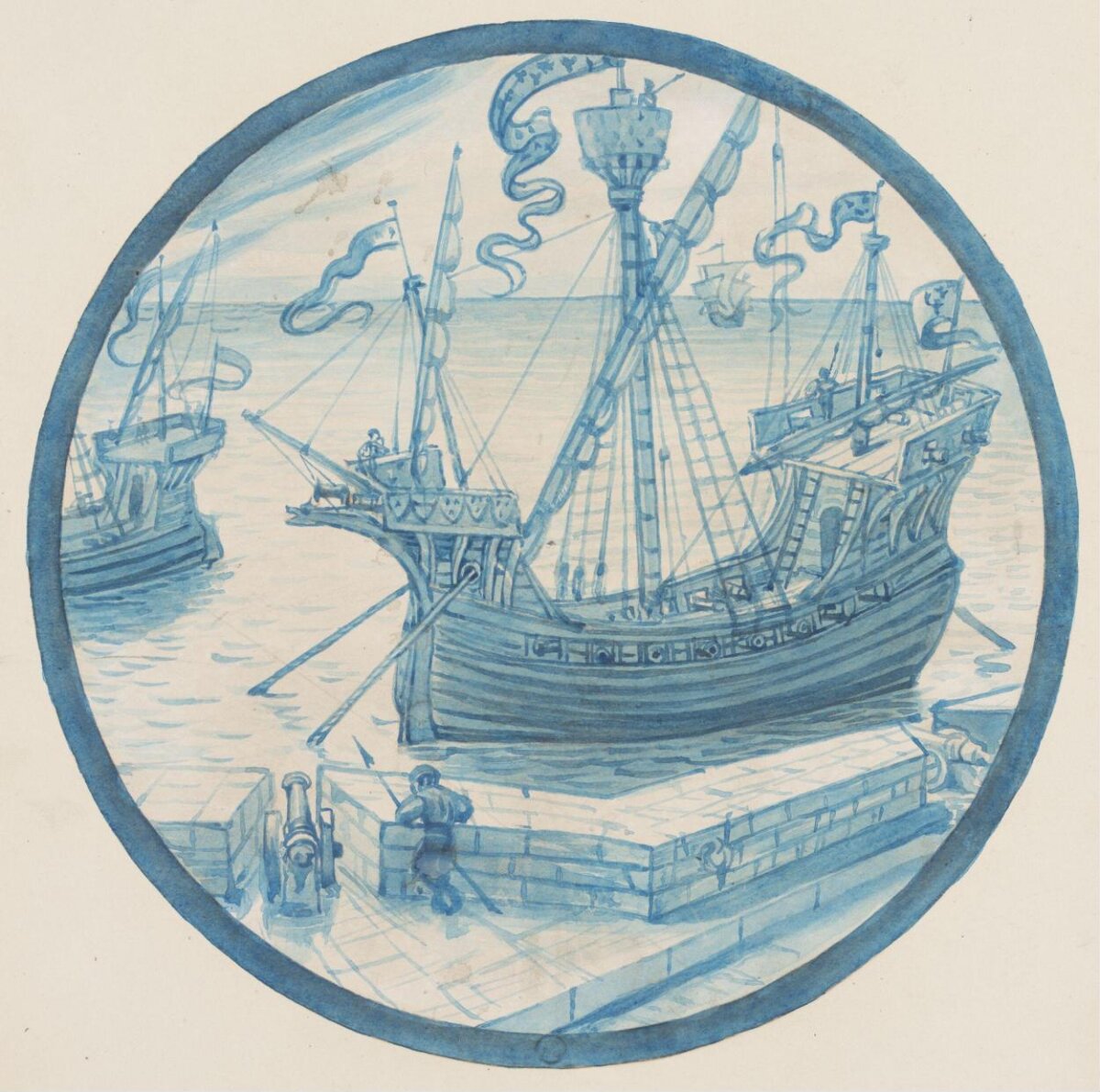 Sailing Ships Docked at Harbor Pier