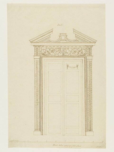 1720 Ornate Door Frame Architectural Drawing