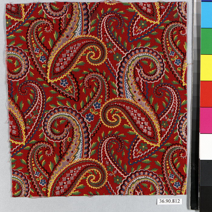 Red Paisley Pattern Fabric Sample