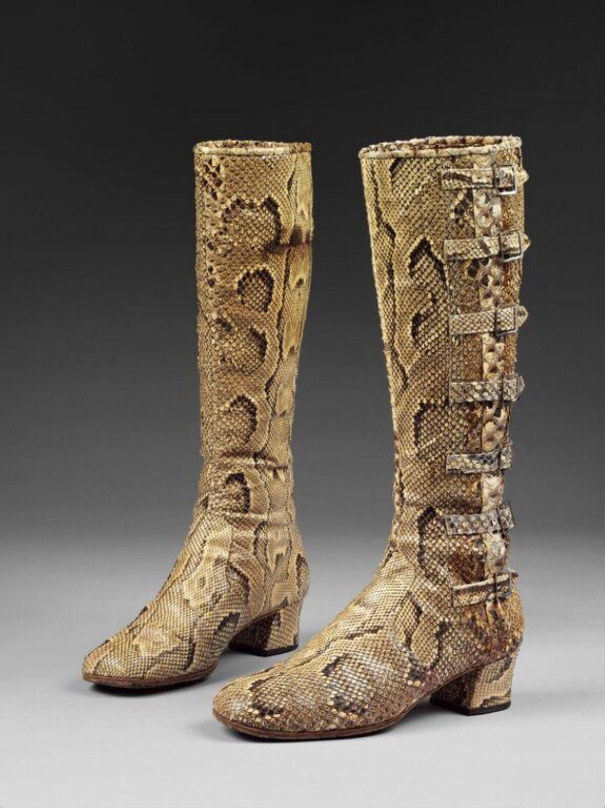 Vintage Python Skin Knee-high Boots