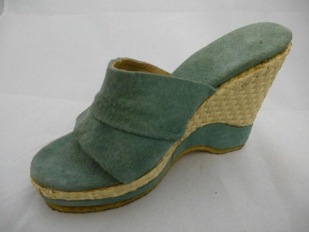 Dusty Green Wedge Heel Mule