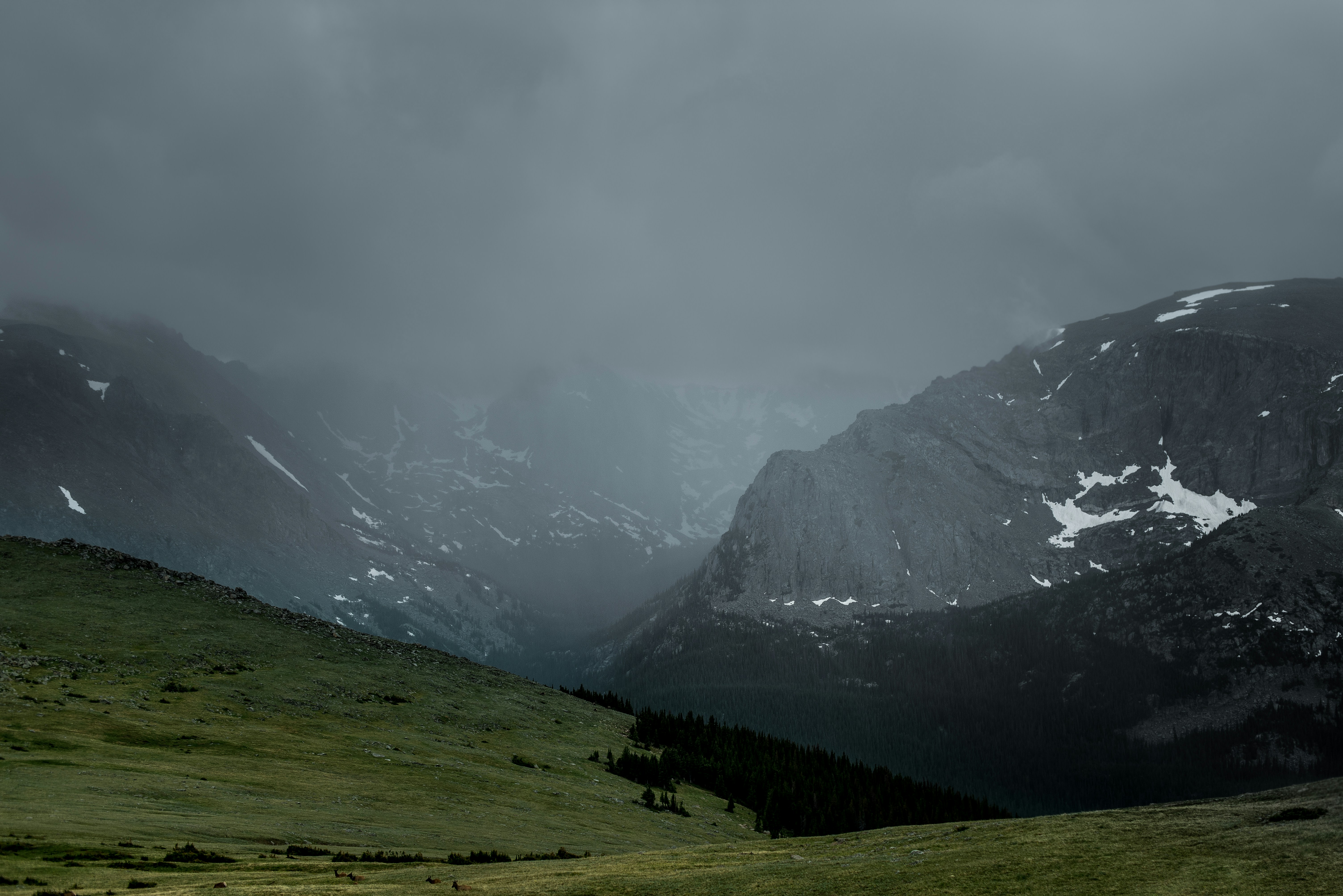 Overcast Snowy Mountain Valley