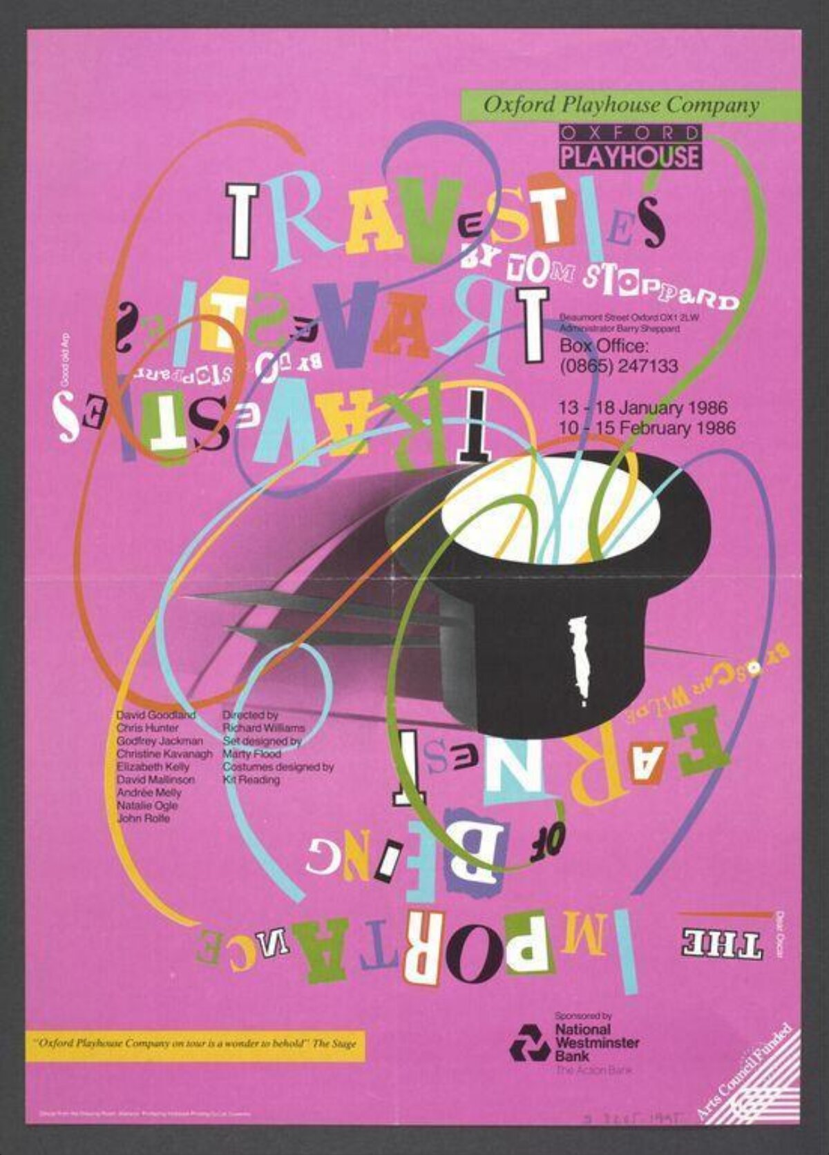 1986 Travesties Theatre Play Poster