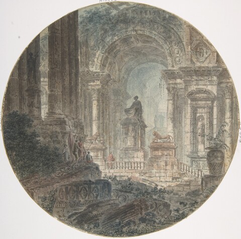 Classical Ruins Watercolor Painting