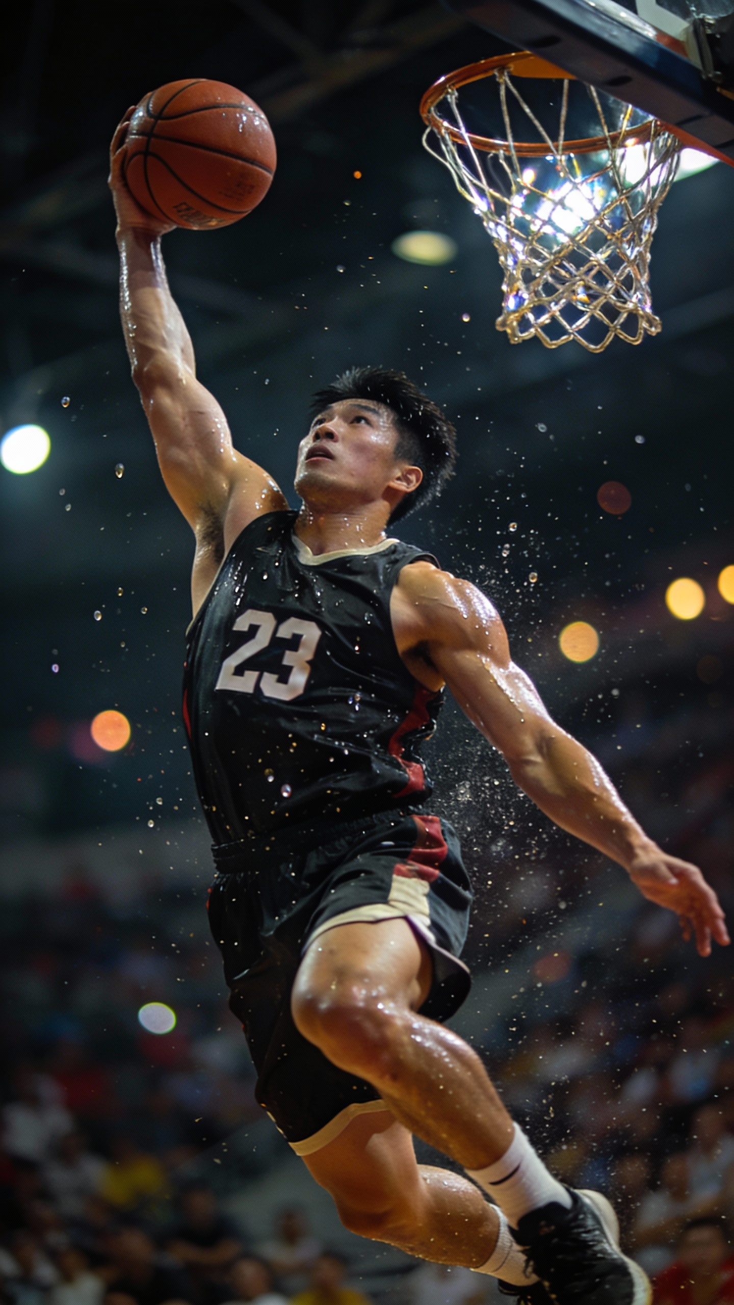Basketball Player Dunking Mid Air