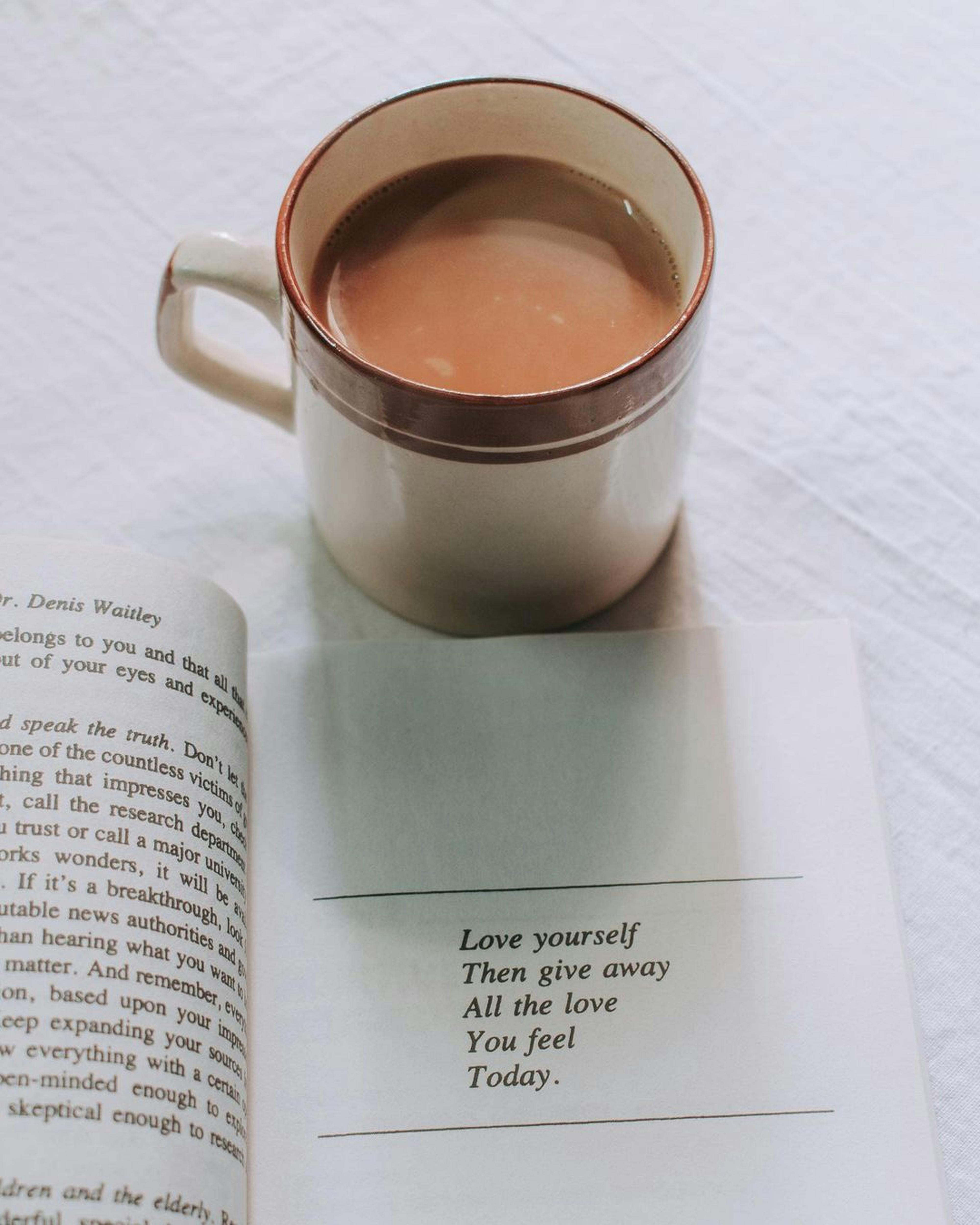 Cup of Tea and Open Book Quote