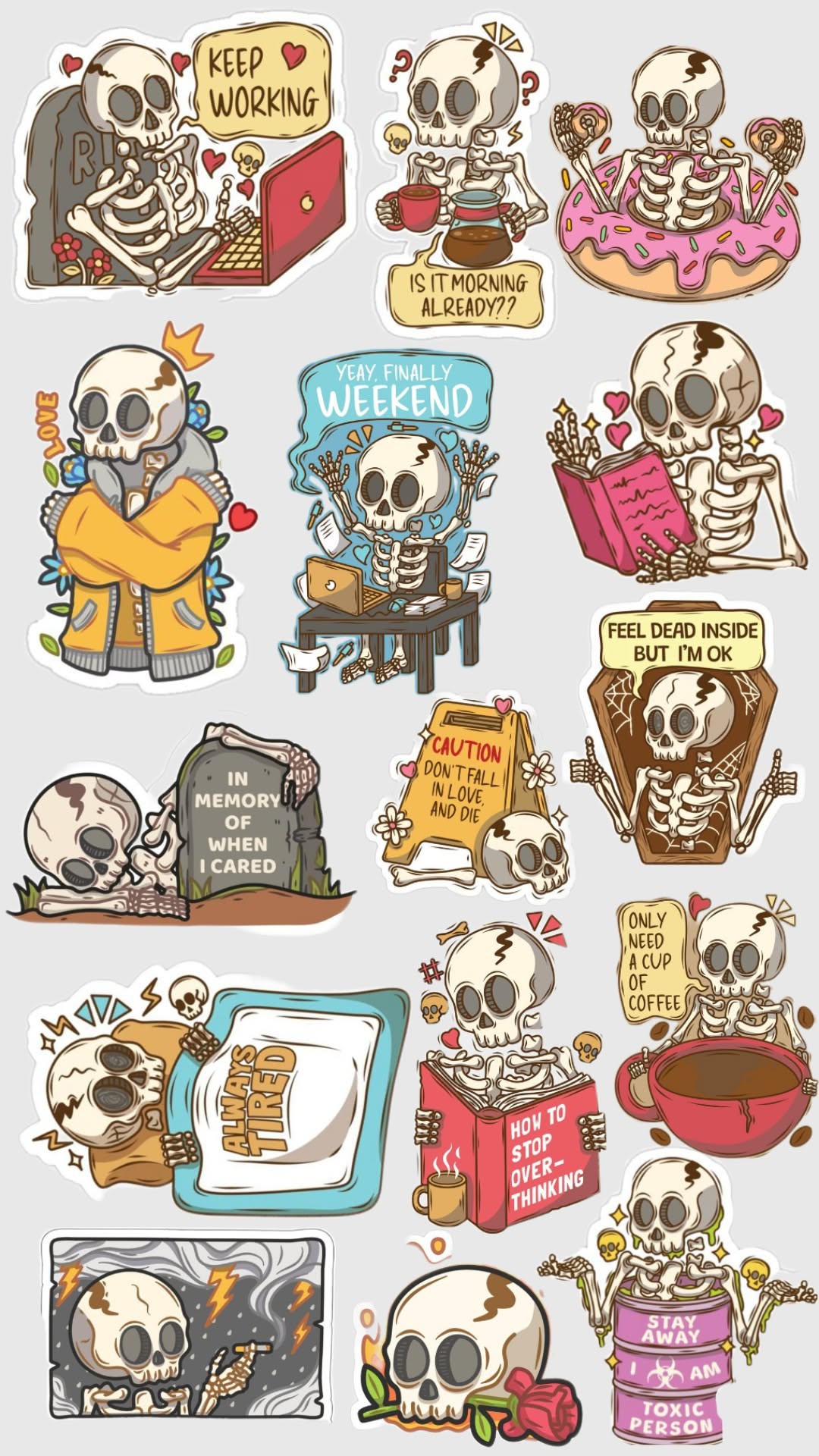 Sarcastic Skeleton Meme Sticker Collection