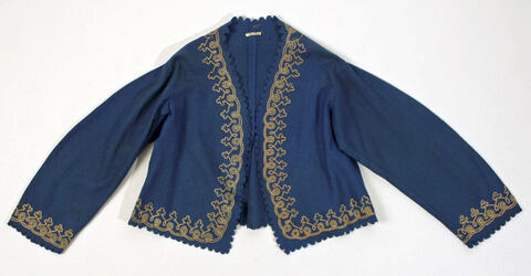 Blue Gold-Embroidered Open Jacket