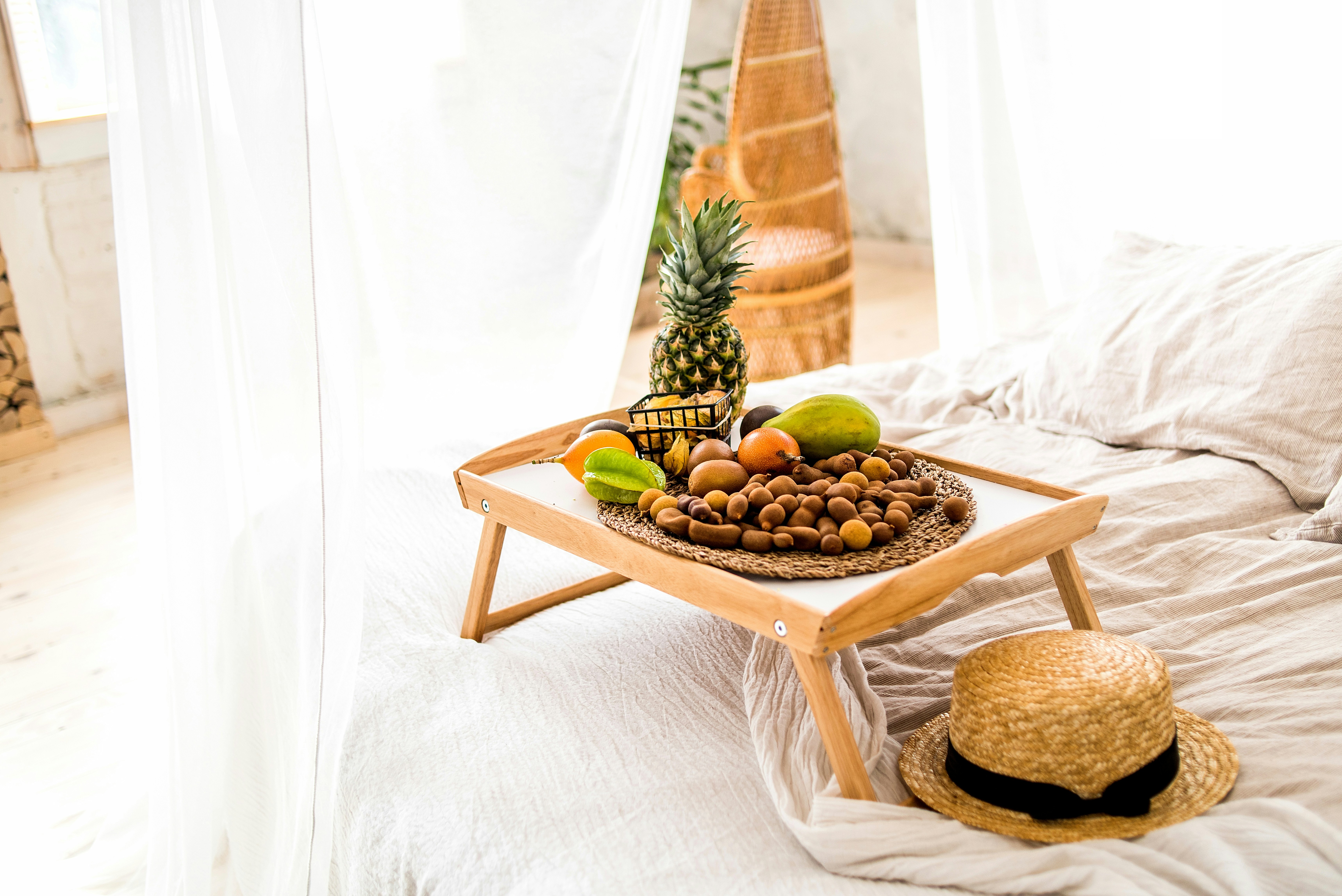 Assorted Tropical Fruits on Bed Tray