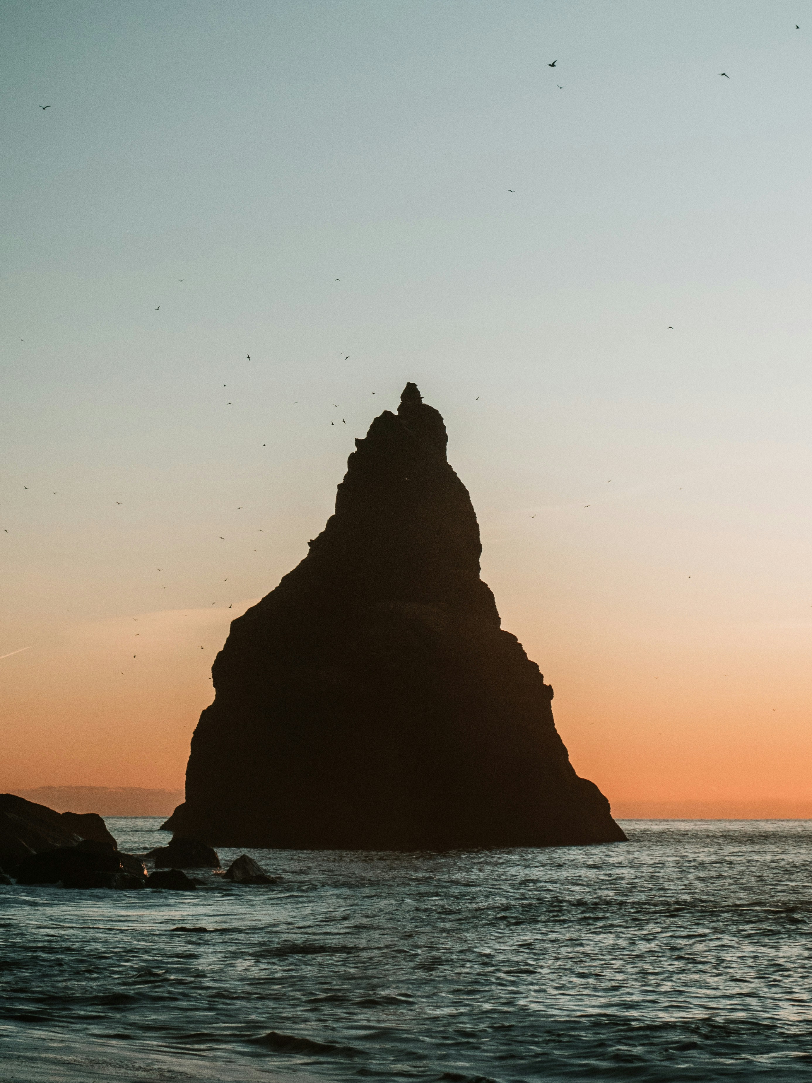 Sea Stack Silhouette at Sunset