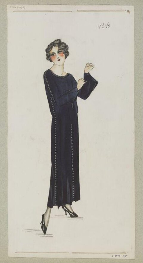 1920s Black Dress Fashion Sketch