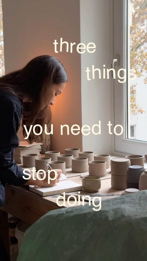 Ceramic Artist Working In Studio